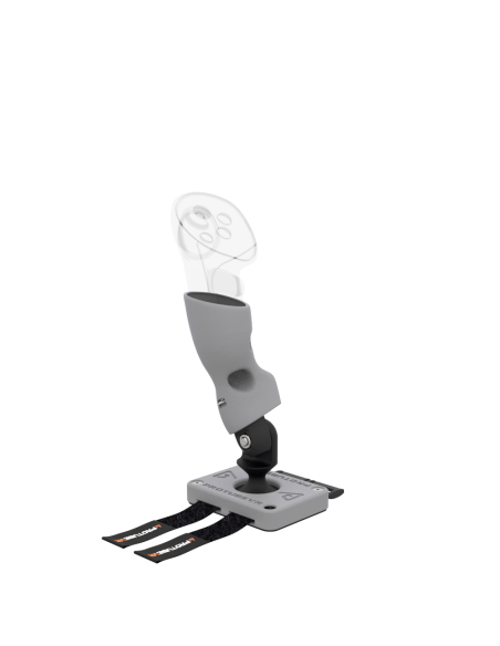 Left view of Left hand ProTas VR Joystick for Meta Quest 3 with Grey PLA base with Grey PLA cups