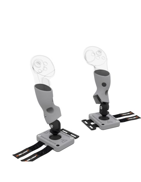 Left view of Pair of ProTas VR Joystick for Meta Quest 3 with Grey PLA base with Grey PLA cups