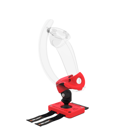 Left view of Left hand ProTas VR Joystick for Valve Index Knuckles with Red PLA base with Red PLA cups