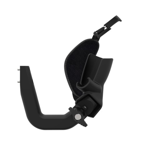 Side view of ProVolver Right Front extension to have an SMG simulator for Pico 4 with prostrap with Black Carbon cup