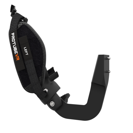 Left view of ProVolver Right Front extension to have an SMG simulator for Pico 4 with prostrap with Black Carbon cup