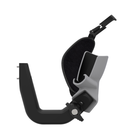Side view of ProVolver Right Front extension to have an SMG simulator for Pico 4 with prostrap with Grey PLA cup