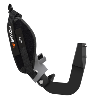 Left view of ProVolver Right Front extension to have an SMG simulator for Pico 4 with prostrap with Grey PLA cup