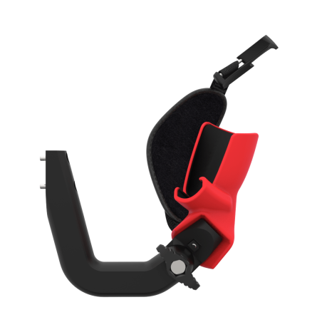 Side view of ProVolver Right Front extension to have an SMG simulator for Pico 4 with prostrap with Red PLA cup