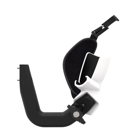 Side view of ProVolver Right Front extension to have an SMG simulator for Pico 4 with prostrap with White PLA cup