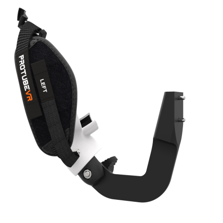 Left view of ProVolver Right Front extension to have an SMG simulator for Pico 4 with prostrap with White PLA cup