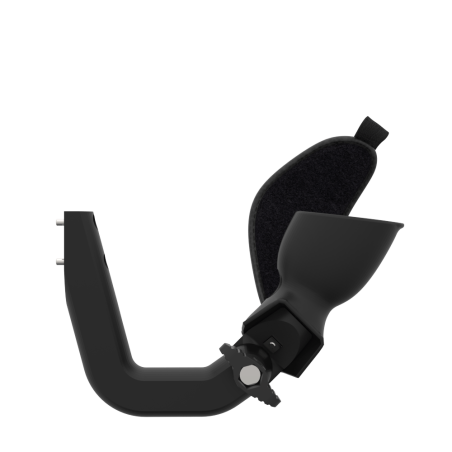 Side view of ProVolver Right Front extension to have an SMG simulator for Meta Quest 1 with prostrap with Black Carbon cup