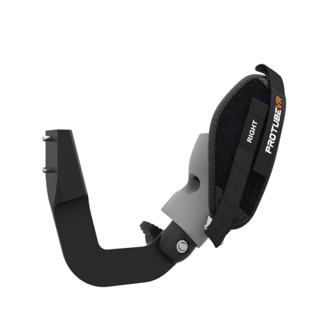 Right view of ProVolver Left Front extension to have an SMG simulator for Meta Quest 1 with prostrap with Grey PLA cup