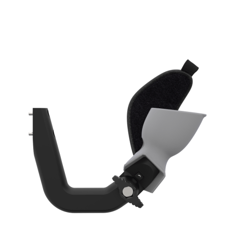 Side view of ProVolver Right Front extension to have an SMG simulator for Meta Quest 1 with prostrap with Grey PLA cup
