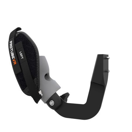 Left view of ProVolver Right Front extension to have an SMG simulator for Meta Quest 1 with prostrap with Grey PLA cup
