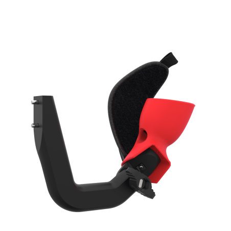 Right view of ProVolver Right Front extension to have an SMG simulator for Meta Quest 1 with prostrap with Red PLA cup