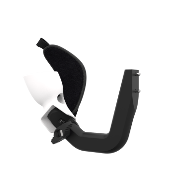 Left view of ProVolver Left Front extension to have an SMG simulator for Meta Quest 1 with prostrap with White PLA cup