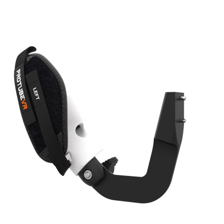 Left view of ProVolver Right Front extension to have an SMG simulator for Meta Quest 1 with prostrap with White PLA cup