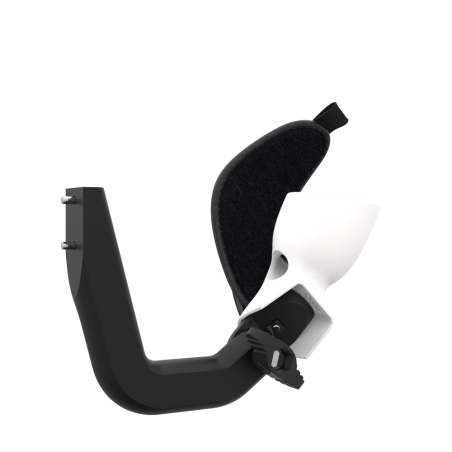 Right view of ProVolver Right Front extension to have an SMG simulator for Meta Quest 1 with prostrap with White PLA cup