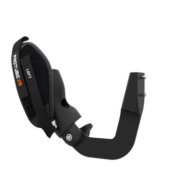 Left view of ProVolver Right Front extension to have an SMG simulator for Meta Quest 2 with prostrap with Black Carbon cup