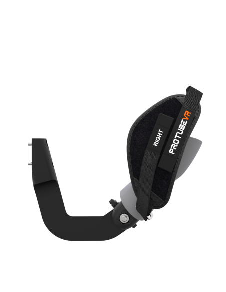 Side view of ProVolver Left Front extension to have an SMG simulator for Meta Quest 2 with prostrap with Grey PLA cup