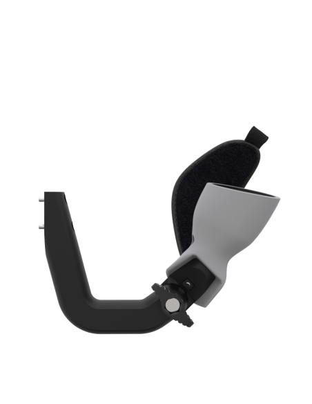 Side view of ProVolver Right Front extension to have an SMG simulator for Meta Quest 2 with prostrap with Grey PLA cup