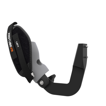 Left view of ProVolver Right Front extension to have an SMG simulator for Meta Quest 2 with prostrap with Grey PLA cup
