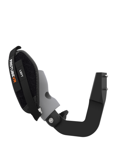 Left view of ProVolver Right Front extension to have an SMG simulator for Meta Quest 2 with prostrap with Grey PLA cup