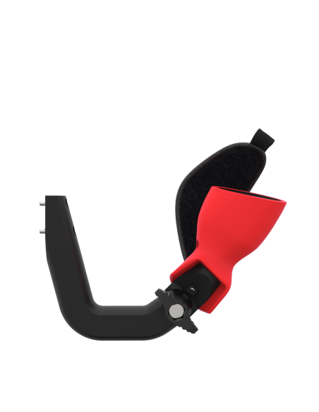 Side view of ProVolver Right Front extension to have an SMG simulator for Meta Quest 2 with prostrap with Red PLA cup
