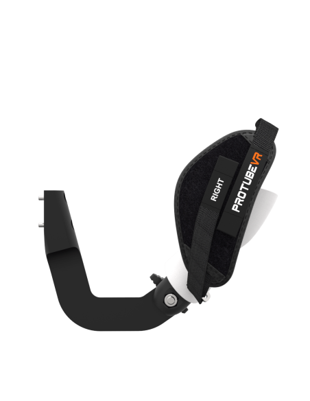 Side view of ProVolver Left Front extension to have an SMG simulator for Meta Quest 2 with prostrap with White PLA cup