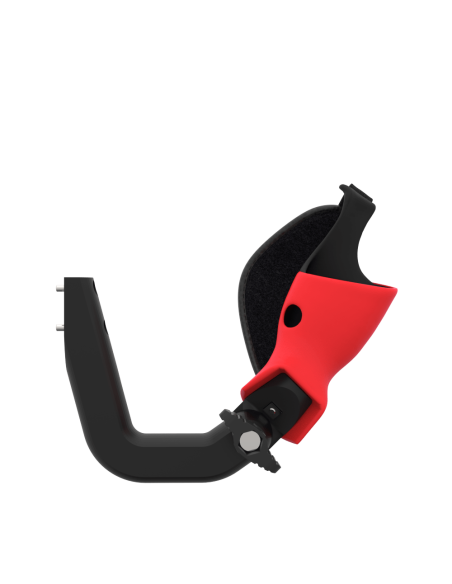 Side view of ProVolver Right Front extension to have an SMG simulator for Meta Quest 3 with prostrap with Red PLA cup