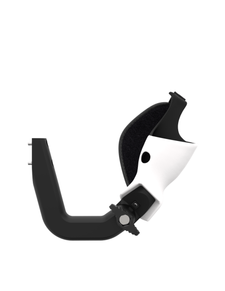 Side view of ProVolver Right Front extension to have an SMG simulator for Meta Quest 3 with prostrap with White PLA cup