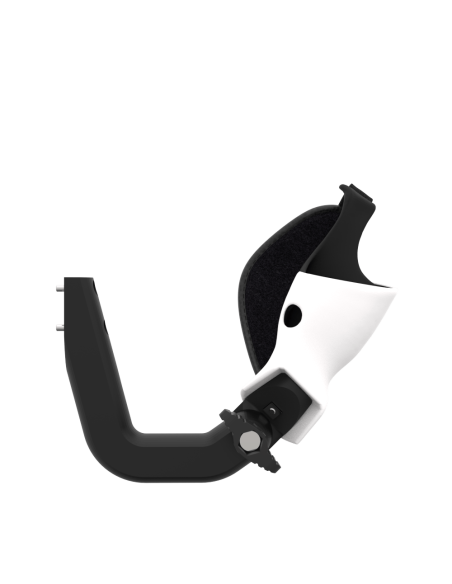 Side view of ProVolver Right Front extension to have an SMG simulator for Meta Quest 3 with prostrap with White PLA cup
