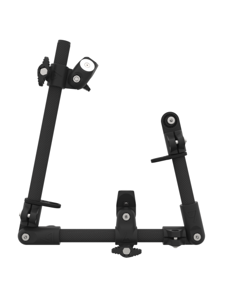 Side view of folded articulated black carbon armature for rifle gunstock vr without shoulder-butt with magnetic bracket
