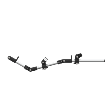 Side view of articulated chrome armature for vr rifle without shoulder-butt with magnetic bracket