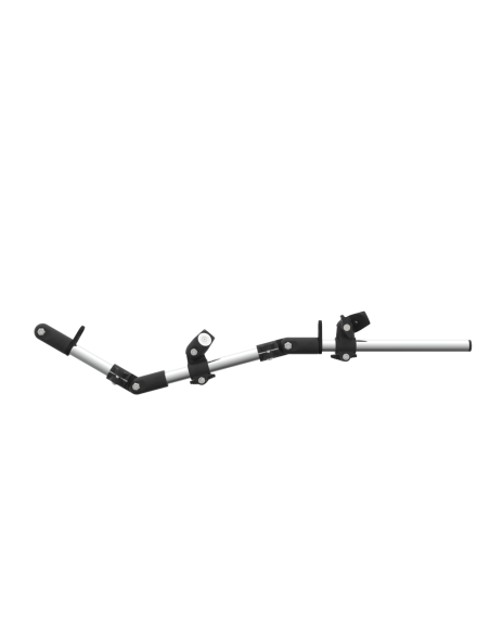 Side view of articulated chrome armature for vr rifle without shoulder-butt with magnetic bracket