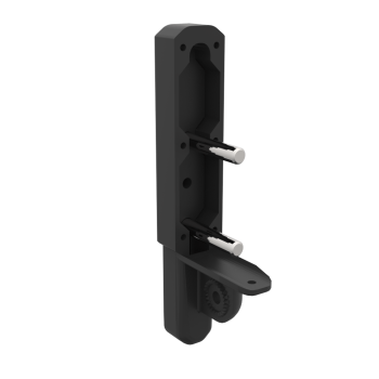 right view of assembled black carbon butt pad spare parts for ForceTube haptic Explorer module