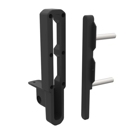 left view of separated black carbon butt pad spare parts for ForceTube haptic storm module