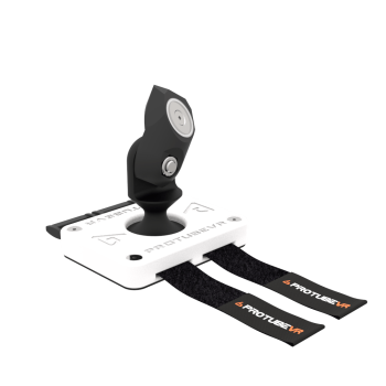 right view of white vr joystick protas base without controller cup with ProTubeVR logo