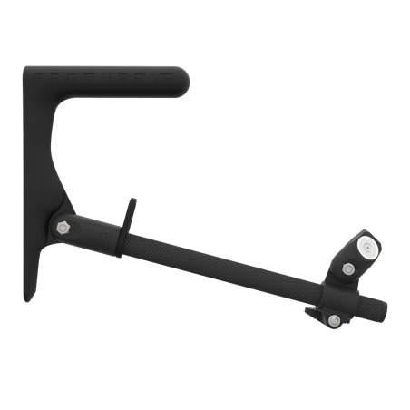 Side view of a SMG shoulder stock upgrade for Provolver haptic pistol with carbon armature and carbon static MK1 stock