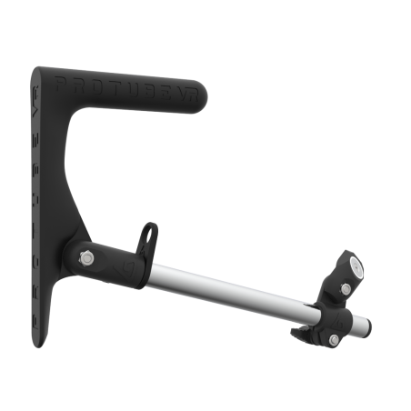 Right view of a SMG shoulder stock upgrade for Provolver haptic pistol with chrome armature and carbon static MK1 stock