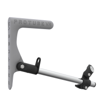 Right view of a SMG shoulder stock upgrade for Provolver haptic pistol with chrome armature and grey static MK1 stock