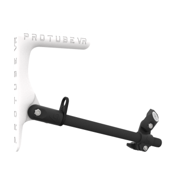 Right view of a SMG shoulder stock upgrade for Provolver haptic pistol with carbon armature and white static MK1 stock
