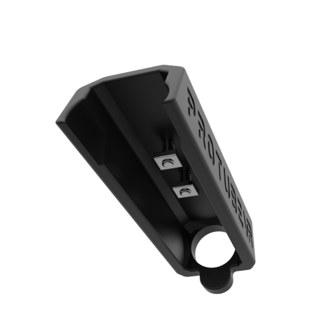 Bottom view of provolver slide spare part with nuts and screws