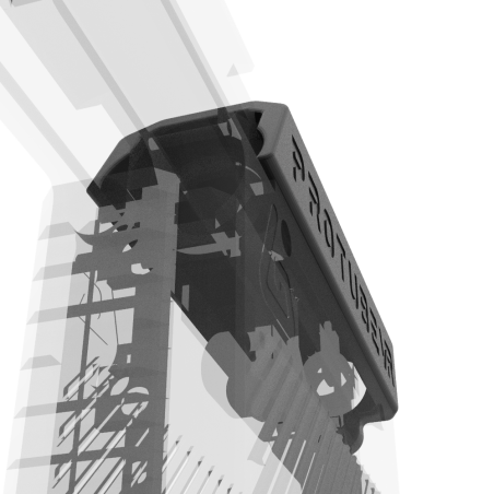 Bottom view of provolver slide spare part with transparent haptic module