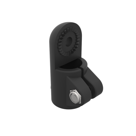 Left view of a tube connector with external notches