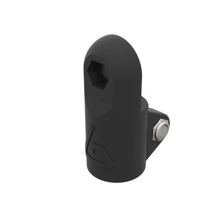 Right view of a tube connector with external notches