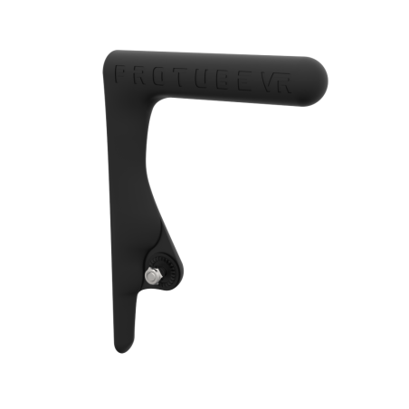 Side view of original MK1 static non-haptic carbon vr gun buttstock for shoulder point of contact