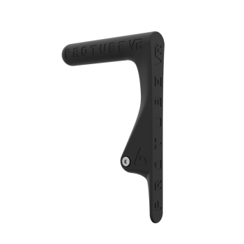 Left view of original MK1 static non-haptic carbon vr gun buttstock for shoulder point of contact