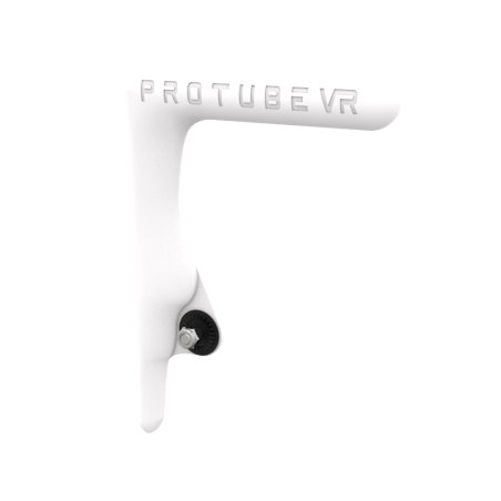 Side view of original MK1 static non-haptic white vr gun buttstock for shoulder point of contact