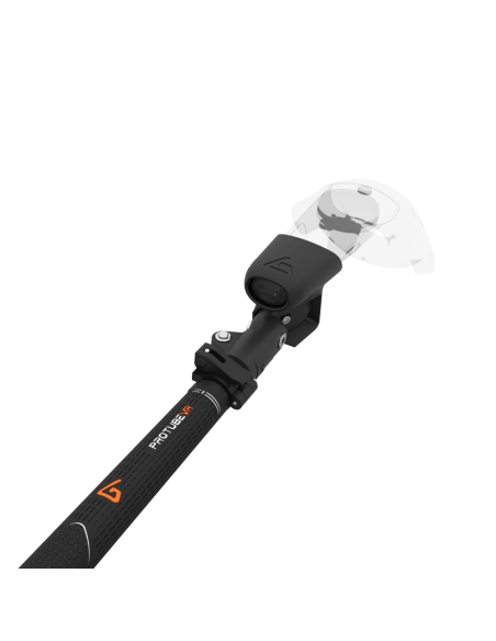 Close view of Swing It VR golf club for HTC Vive Carbon Armature and Black Carbon Fiber cups Left hand