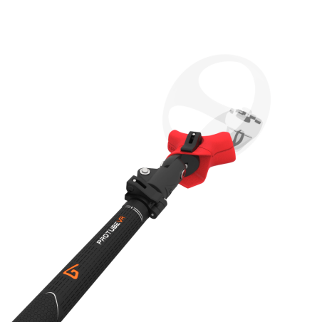 Close view of Swing It VR golf club for Sony PSVR 2 Carbon Armature and Red PLA cups Left hand