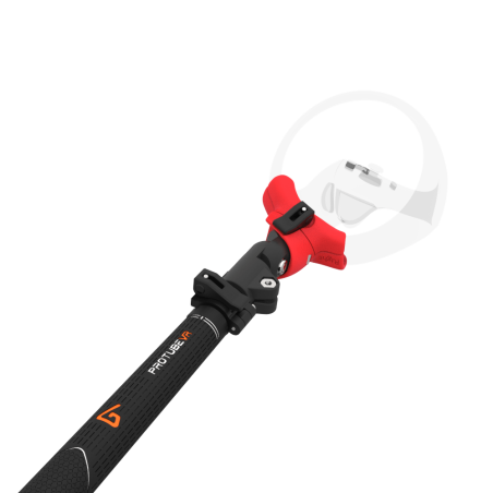 Close view of Swing It VR golf club for Sony PSVR 2 Carbon Armature and Red PLA cups Right hand