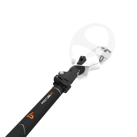 Close view of Swing It VR golf club for Sony PSVR 2 Carbon Armature and White PLA cups Left hand