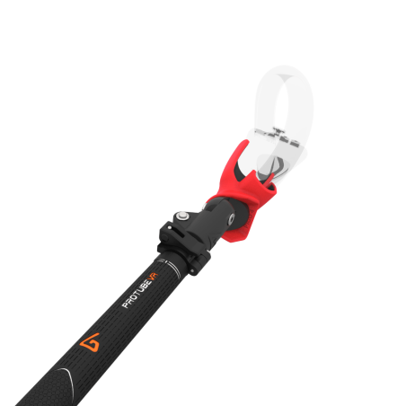 Close view of Swing It VR golf club for Pico 4 Carbon Armature and Red PLA cups Left hand